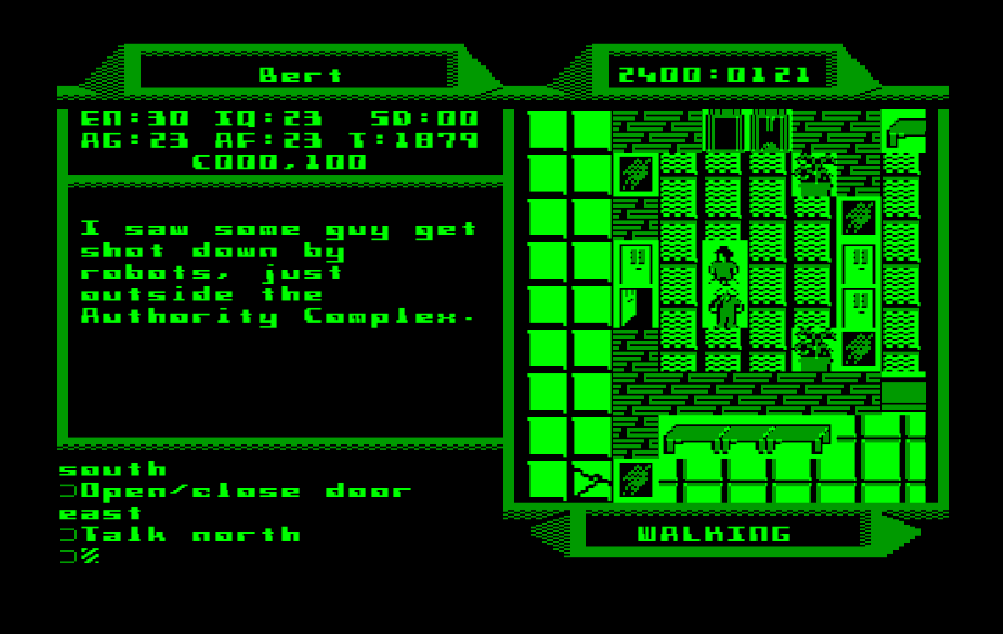 2400 A.D. IBM PC/Compatibles Screenshot: Talking to a character.