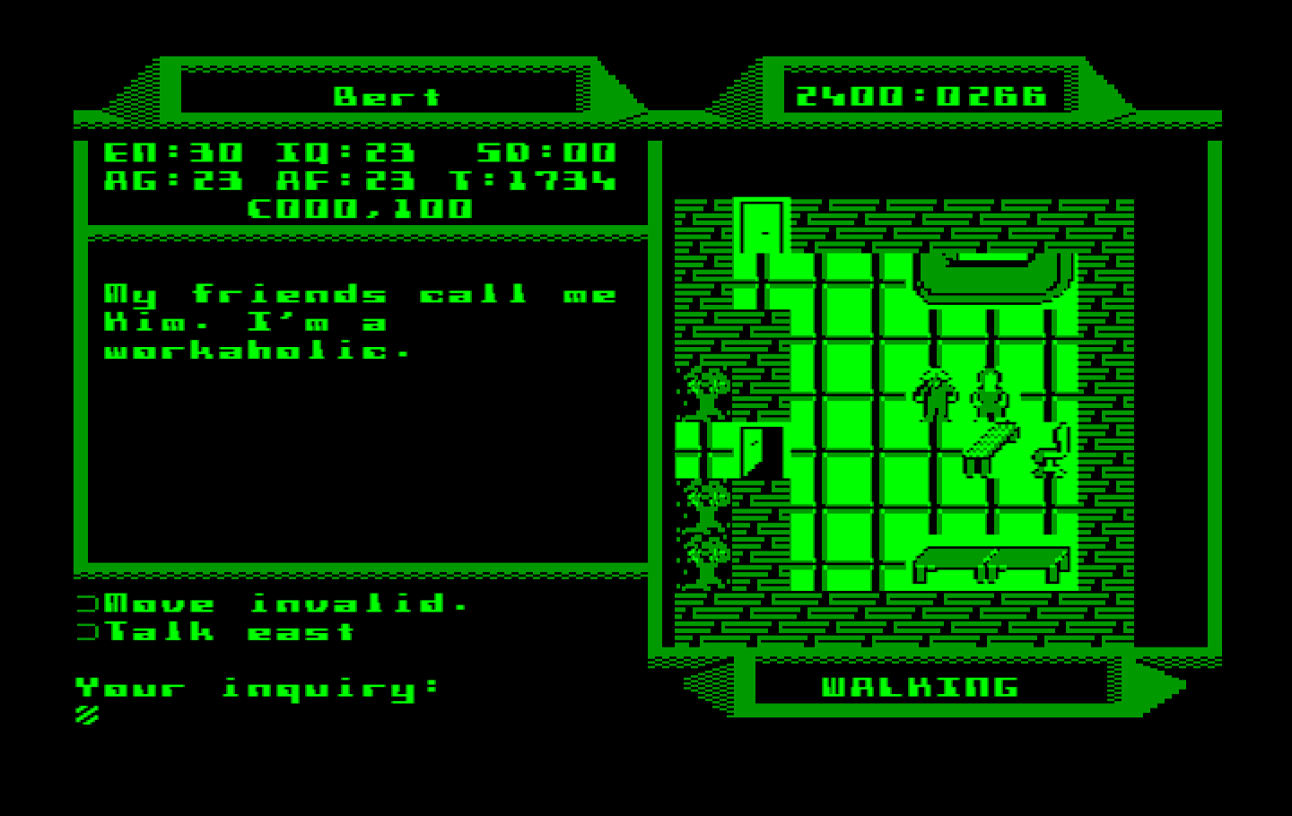 2400 A.D. IBM PC/Compatibles Screenshot: This is Kim; she's a workaholic.
