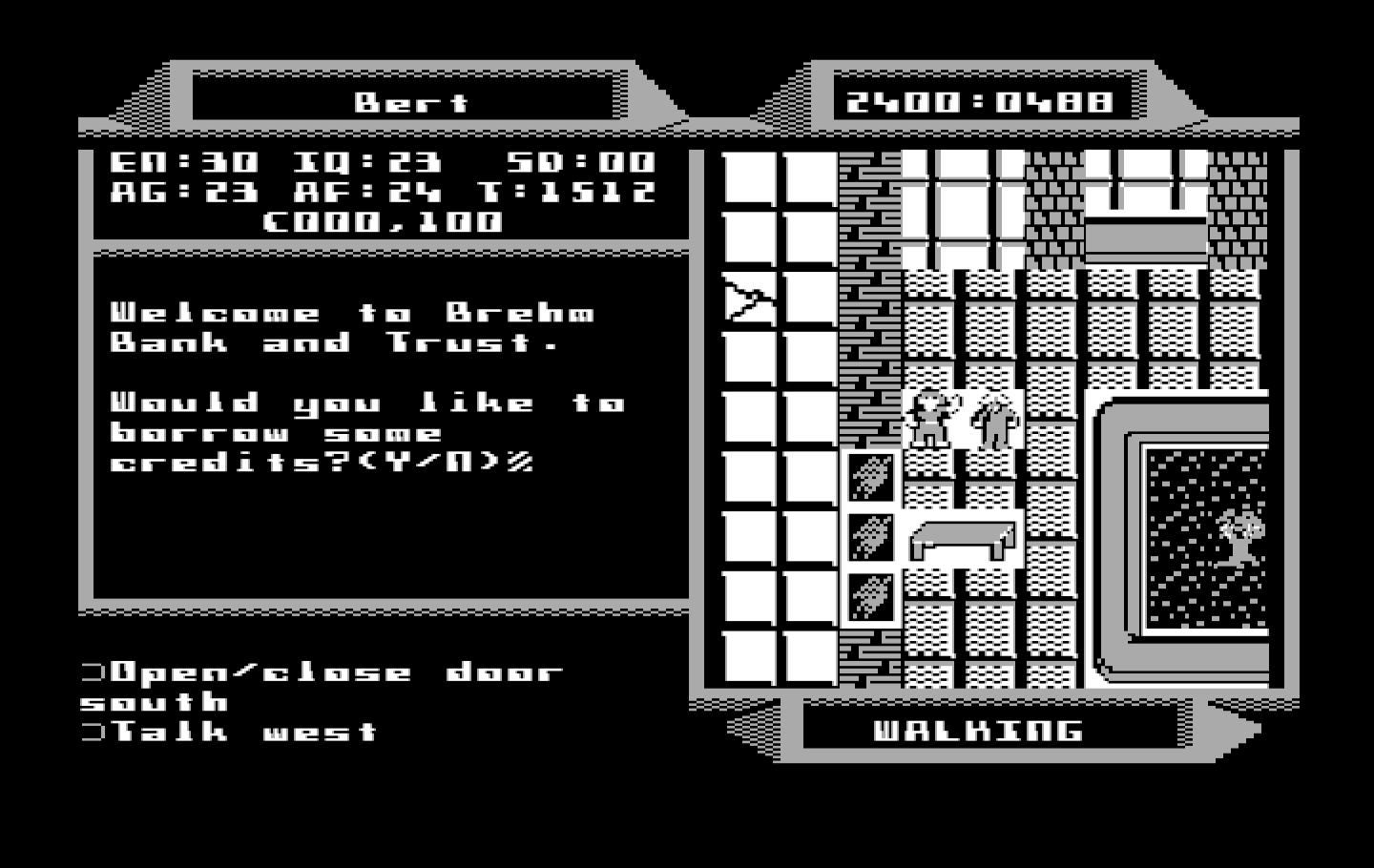 2400 A.D. IBM PC/Compatibles Screenshot: Would you like to borrow some credits?