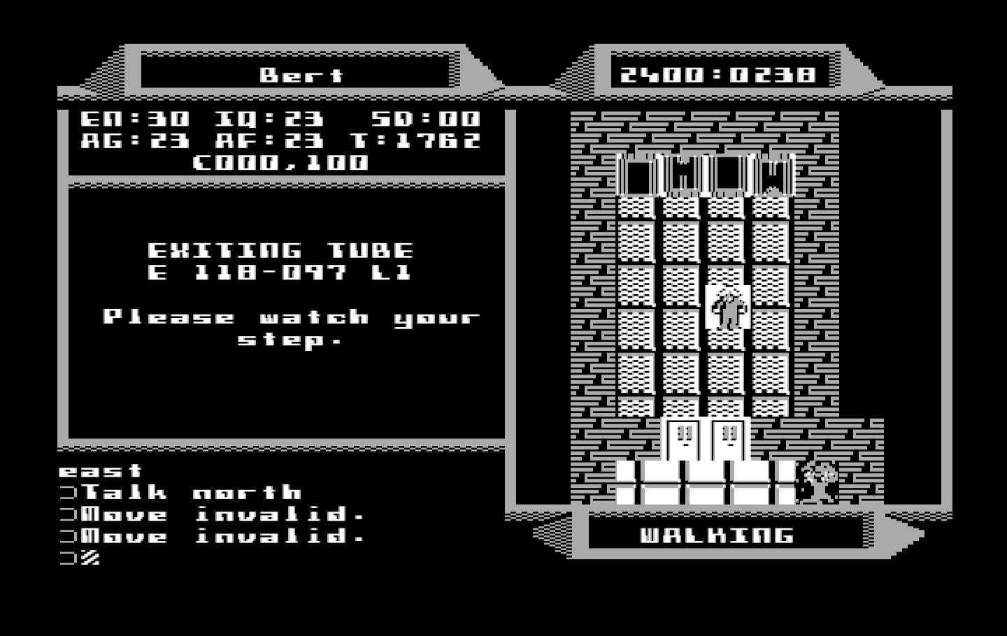 2400 A.D. IBM PC/Compatibles Screenshot: Use these tubes to move from floor to floor.