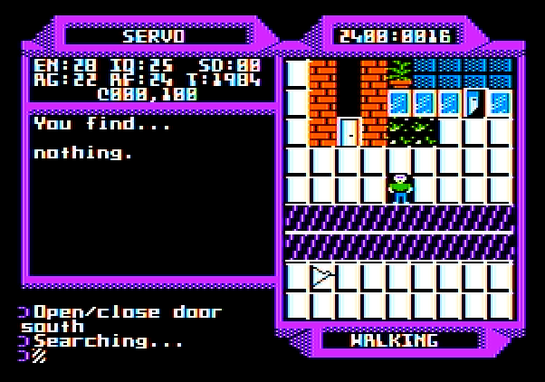 2400 A.D. Apple II Screenshot: Exploring...so far, I found nothing...