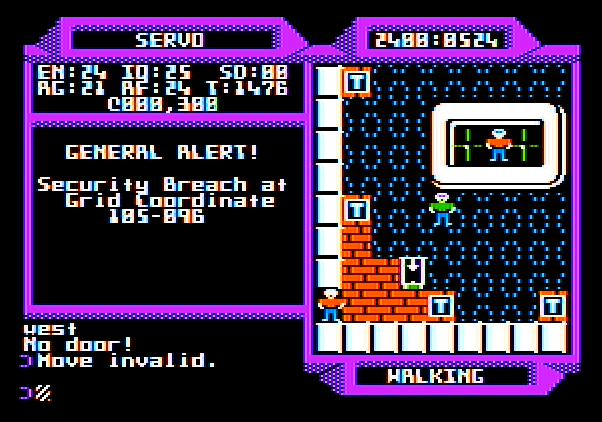 2400 A.D. Apple II Screenshot: We have a security breach!
