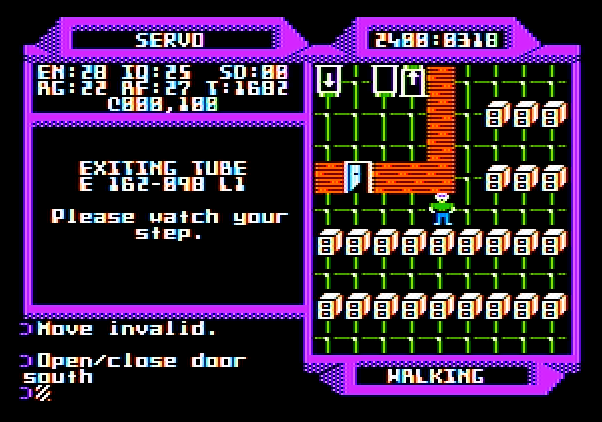 2400 A.D. Apple II Screenshot: Lost in a maze of files.