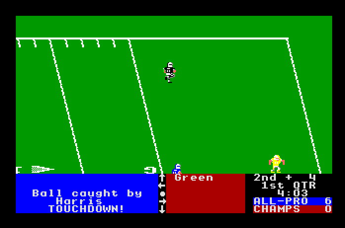4th & Inches Apple IIgs Screenshot: Touchdown!