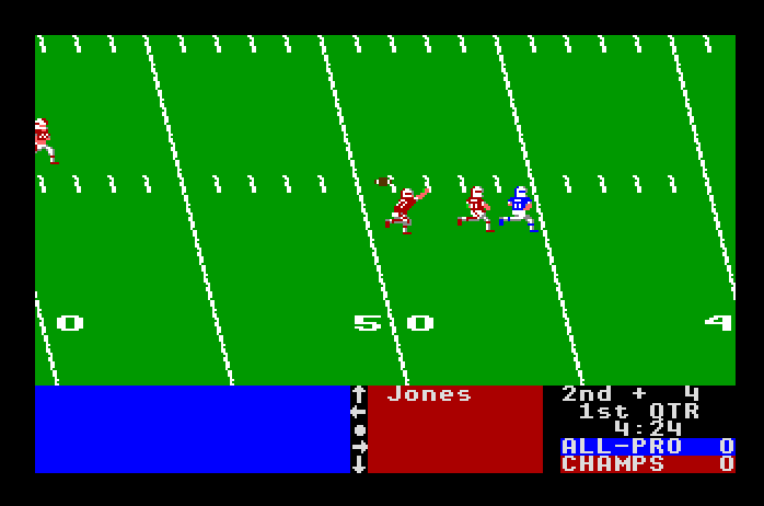 4th & Inches Apple IIgs Screenshot: Catching a pass.