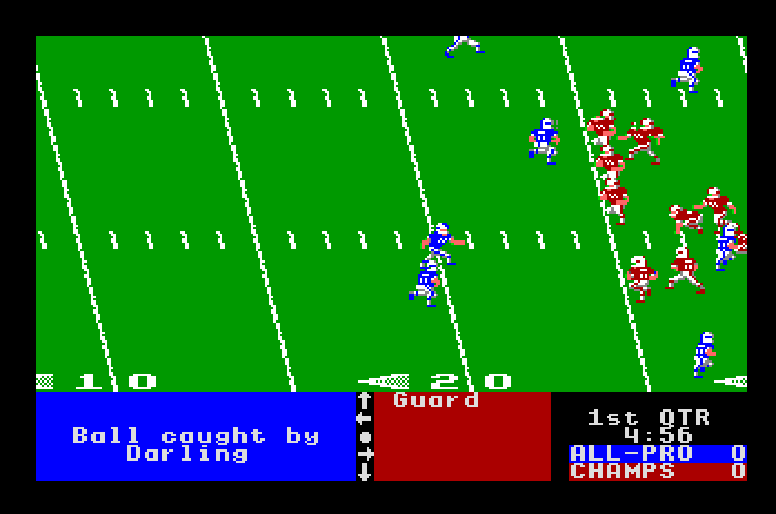 4th & Inches Apple IIgs Screenshot: And the pass was caught...