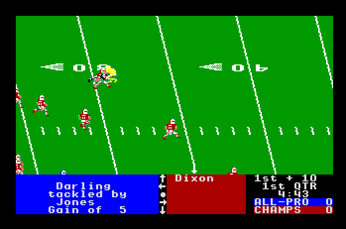 4th & Inches Apple IIgs Screenshot: Player tackled!