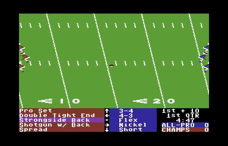 4th & Inches Commodore 64 Screenshot: Select the next play...