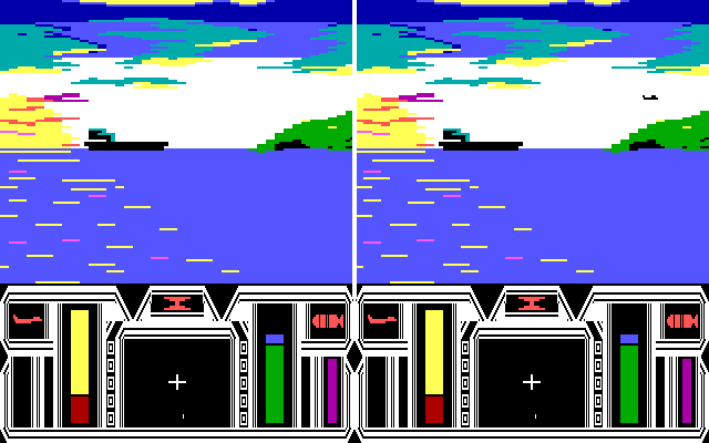Top Gun IBM PC/Compatibles Screenshot: Takeoff from the aircraft carrier...