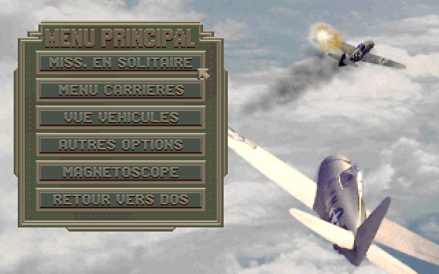 Aces Over Europe IBM PC/Compatibles Screenshot: The main menu.
