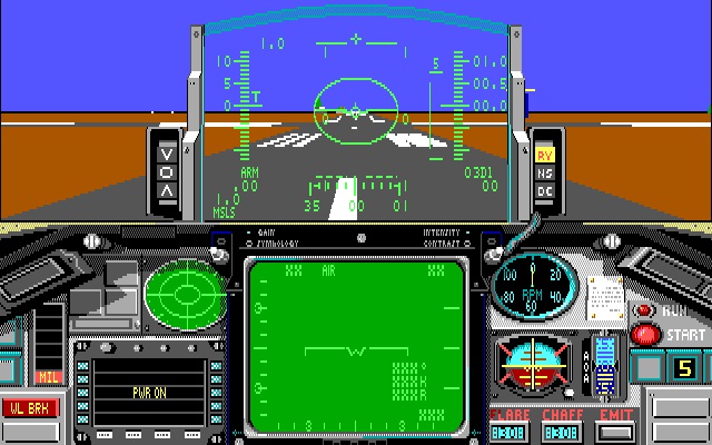 Falcon A.T. IBM PC/Compatibles Screenshot: Starting out on the runway.