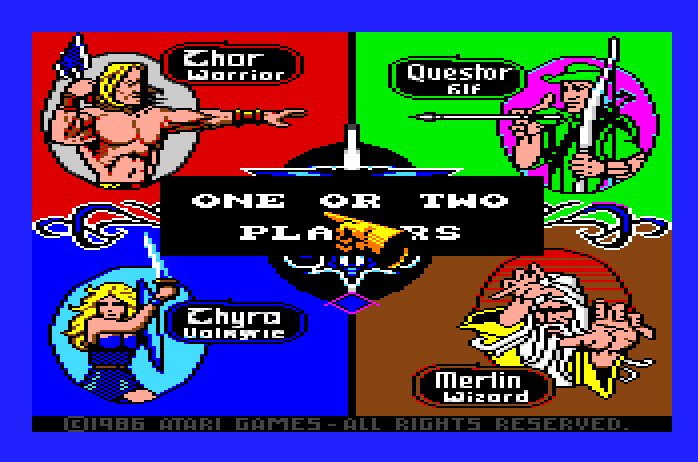 Gauntlet Apple IIgs Screenshot: Select the number of players and your characters.