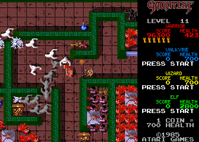 Gauntlet Arcade Screenshot: Mazes keep getting tougher...