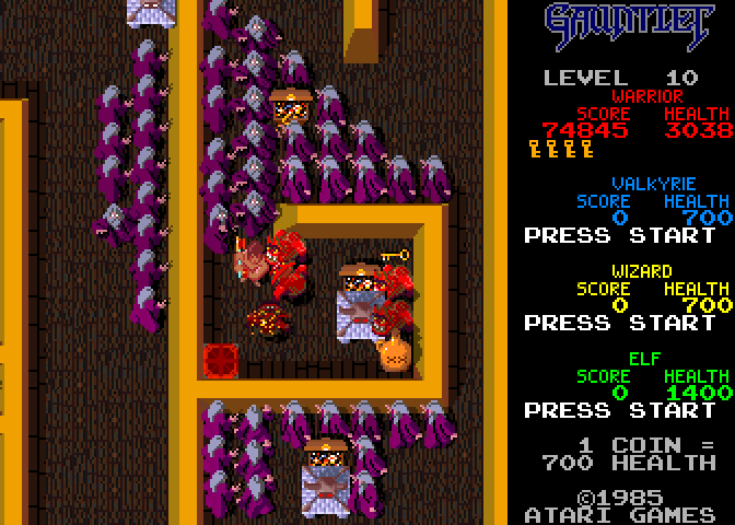 Gauntlet Arcade Screenshot: Uh oh, looks like a dead end...I'm trapped!