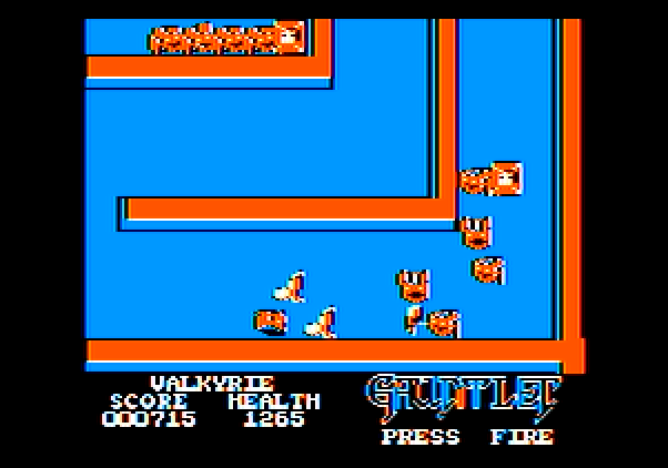 Gauntlet Apple II Screenshot: Surrounded by demons!