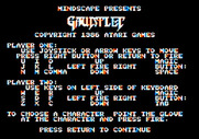 Gauntlet for Apple II - Game instructions.