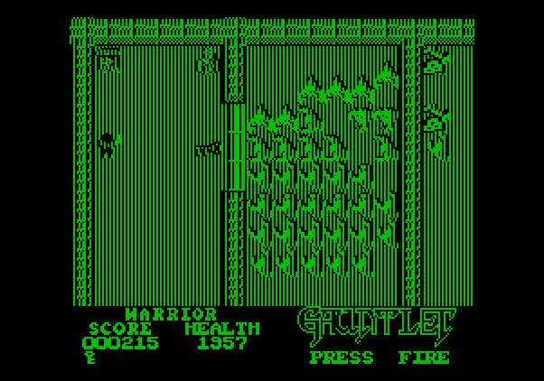 Gauntlet Apple II Screenshot: Level 2 begins with quite a few ghosts!