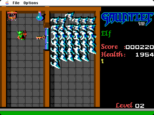 Gauntlet Macintosh Screenshot: Use potions to destroy large amounts of enemies easily.