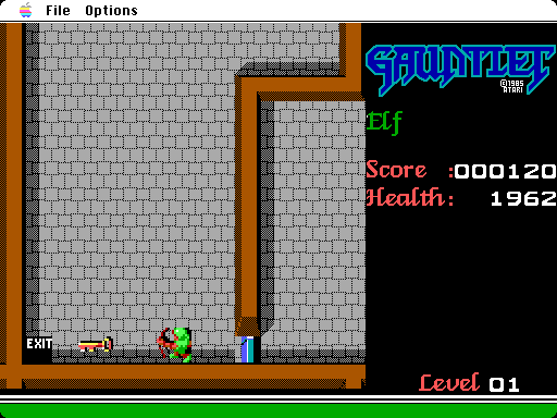 Gauntlet Macintosh Screenshot: Found a key, and the exit!