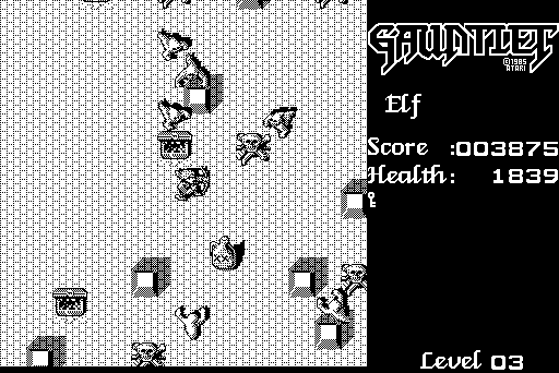 Gauntlet Macintosh Screenshot: Ghosts quickly surround you on this level.