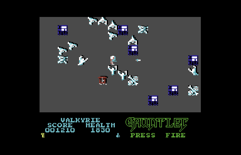 Gauntlet Commodore 64 Screenshot: I'm surrounded by monsters!