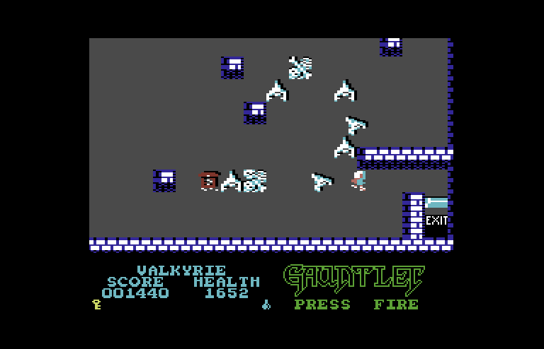 Gauntlet Commodore 64 Screenshot: Ah, here's the exit!