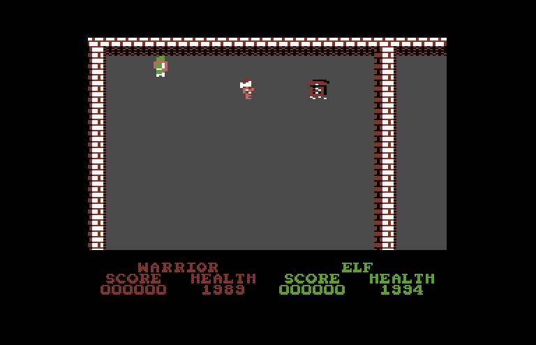 Gauntlet Commodore 64 Screenshot: Game start.