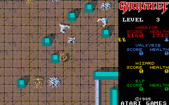 Gauntlet Atari ST Screenshot: Being chased by ghosts!