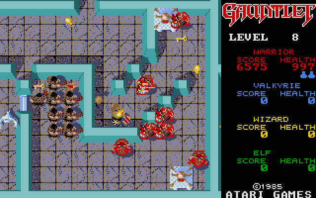 Gauntlet Atari ST Screenshot: Making my way through the monster infested passages...