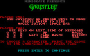 Gauntlet for IBM PC/Compatibles - Game instructions.