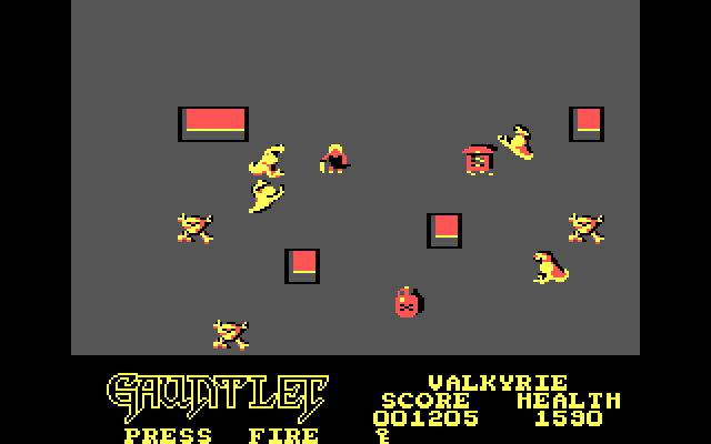Gauntlet IBM PC/Compatibles Screenshot: Level three; lots of ghosts here!
