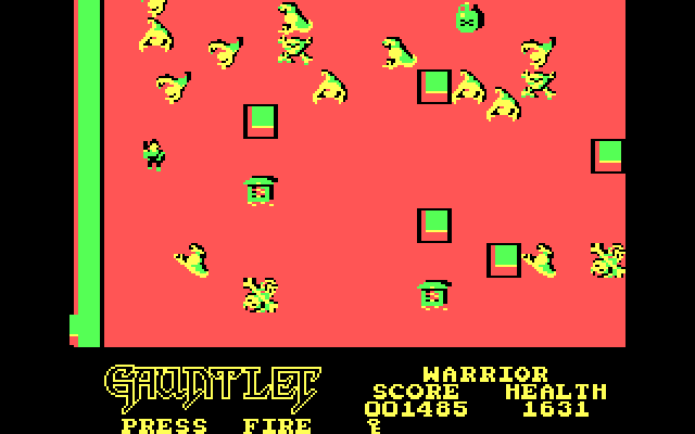 Gauntlet IBM PC/Compatibles Screenshot: Level three has a lot of ghosts.