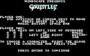 Gauntlet for IBM PC/Compatibles - Game instructions.