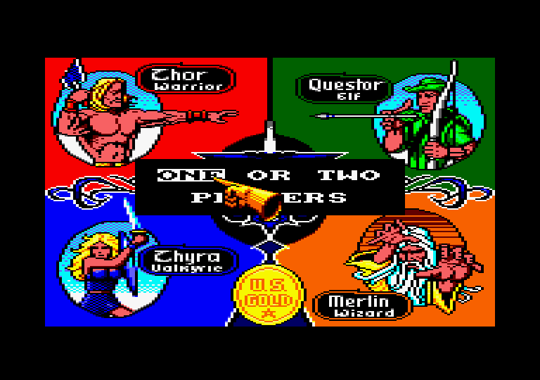 Gauntlet Amstrad CPC Screenshot: Select one or two players.