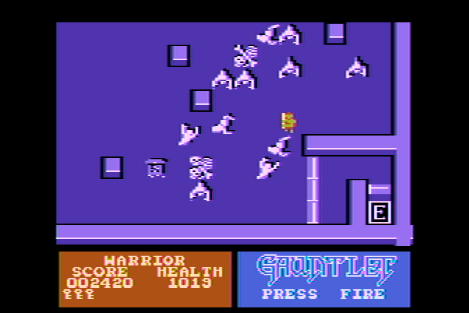 Gauntlet Atari 8-bit Screenshot: There's the exit! I'm almost there...