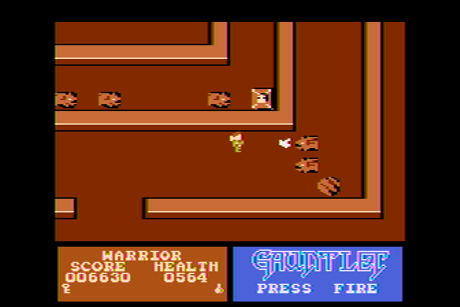 Gauntlet Atari 8-bit Screenshot: Fighting demons...