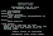 Gauntlet for Atari 8-bit - Credits screen.