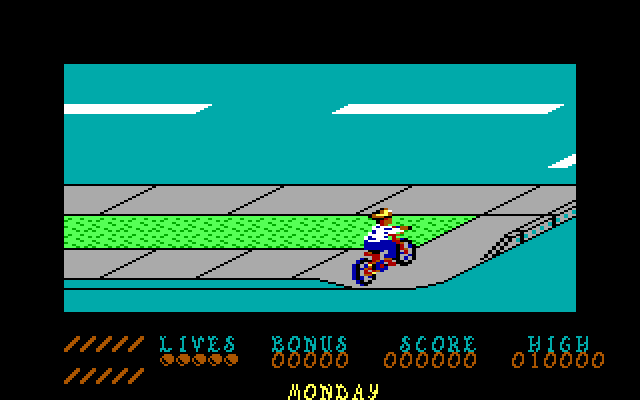 Paperboy IBM PC/Compatibles Screenshot: Game start.