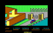 Paperboy for IBM PC/Compatibles - Careful, don't crash into gates!