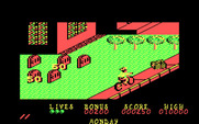 Paperboy for IBM PC/Compatibles - Earn bonus points for knocking over grave stones.