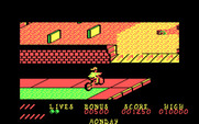 Paperboy for IBM PC/Compatibles - Obstacle course start.