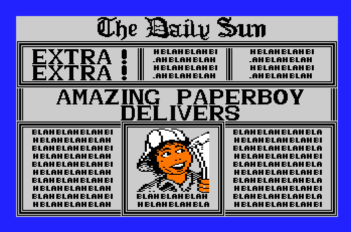 Paperboy Apple IIgs Screenshot: Amazing paperboy delivers!
