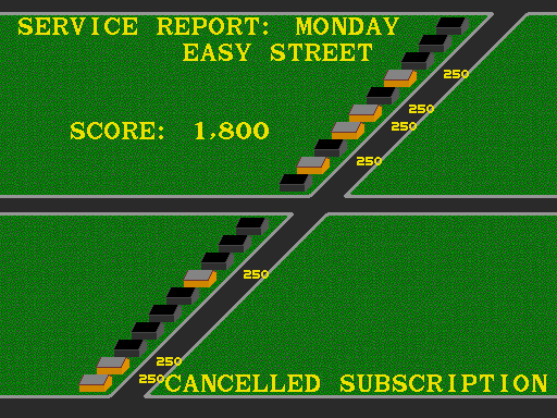 Paperboy Arcade Screenshot: Monday report; I had a few cancelled subscriptions.