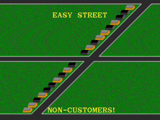 Paperboy Arcade Screenshot: Deliver papers to your customers only...here's the map of the street!