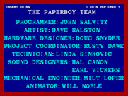 Paperboy for Arcade - Attract mode; game credits.