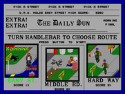 Paperboy for Arcade - Game start; choose a skill level.