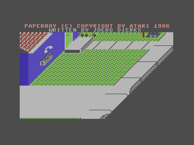 Paperboy Commodore 16 & Plus/4 Screenshot: Title screen.