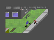 Paperboy for Commodore 16 & Plus/4 - Avoid the guy dancing on the sidewalk, he won't move out of the way.