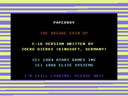 Paperboy for Commodore 16 & Plus/4 - Loading screen.