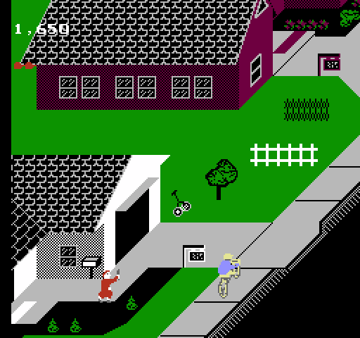 Paperboy NES / Famicom Screenshot: Someone came out of the house to chase me!